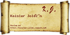 Keisler Jolán névjegykártya